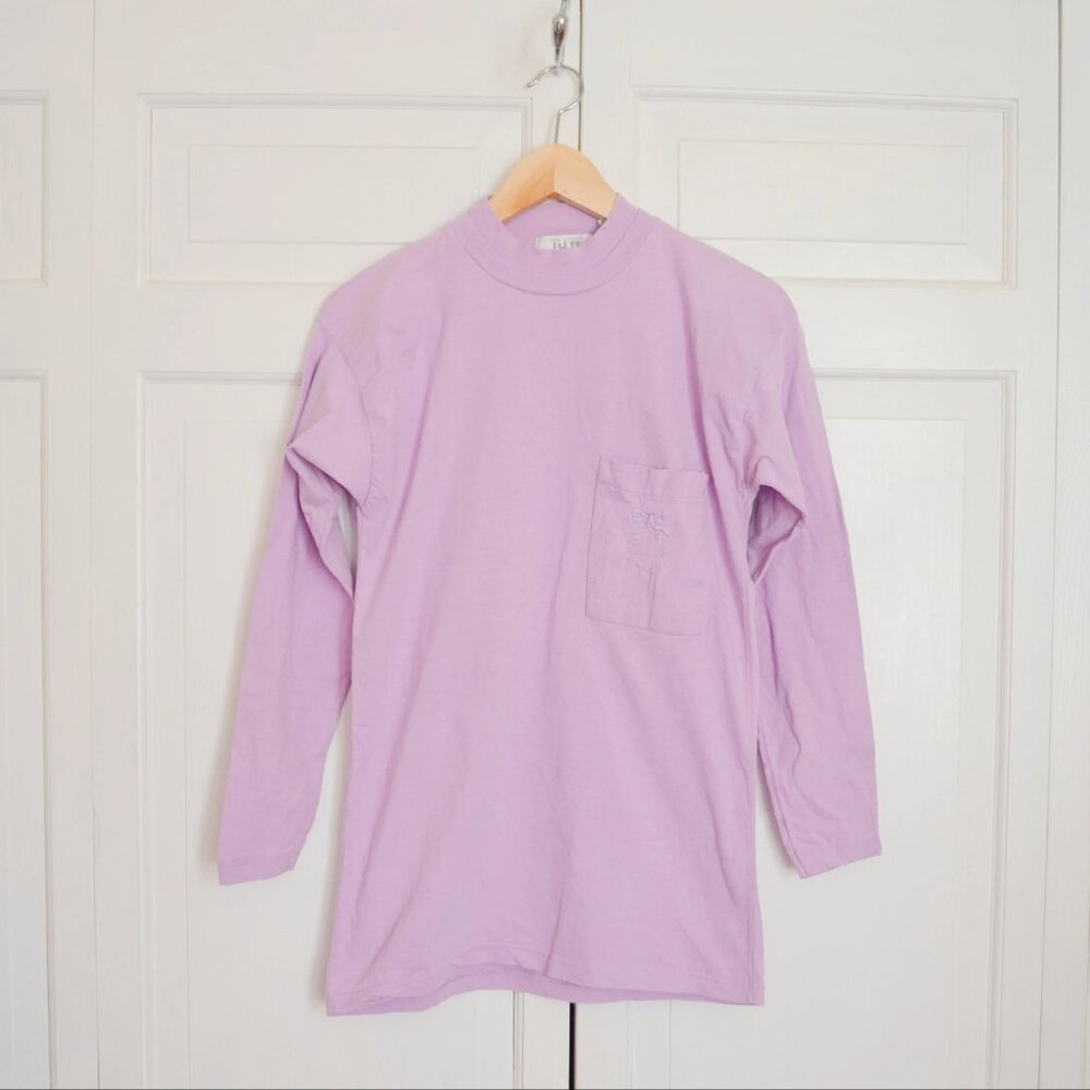 Vintage Women's 90's TJW by Mervyn's Light Purple Long Sleeve T-shirt Size M